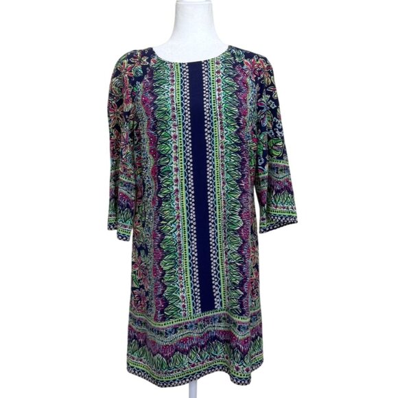 Lilly Pulitzer Silk Shift Rylee Dress Navy Floral Womens Size 6 - Picture 1 of 9